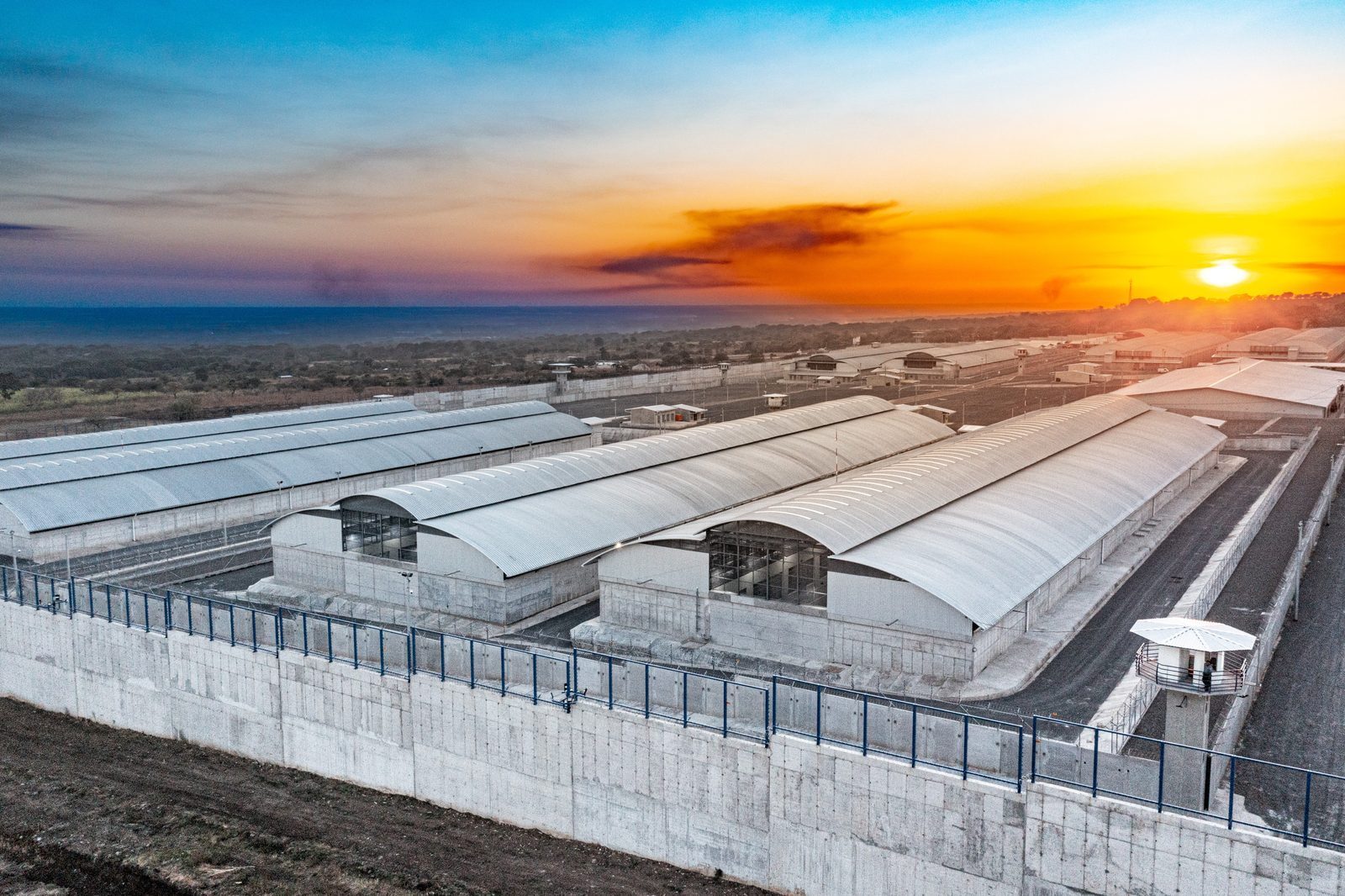 Aerial view of CECOT, El Salvador's Terrorism Confinement Center mega-prison, January 2023