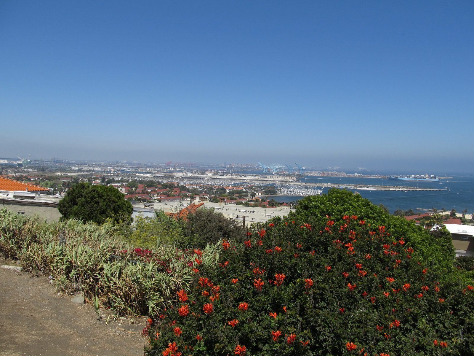 Aerial view of the Port of Los Angeles and Port of Long Beach from San Pedro, California