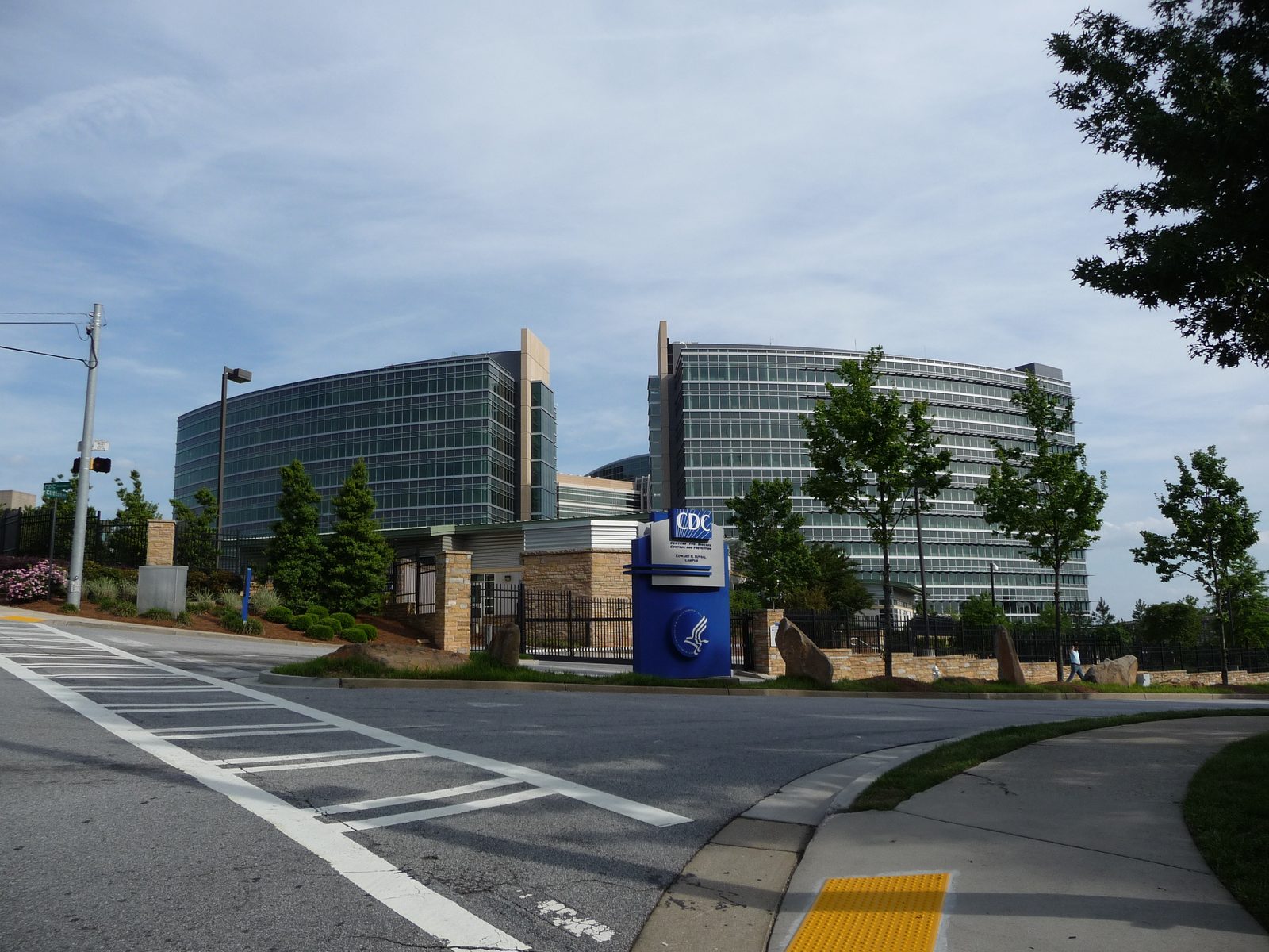 Main entrance to the Centers for Disease Control and Prevention headquarters in Atlanta, Georgia