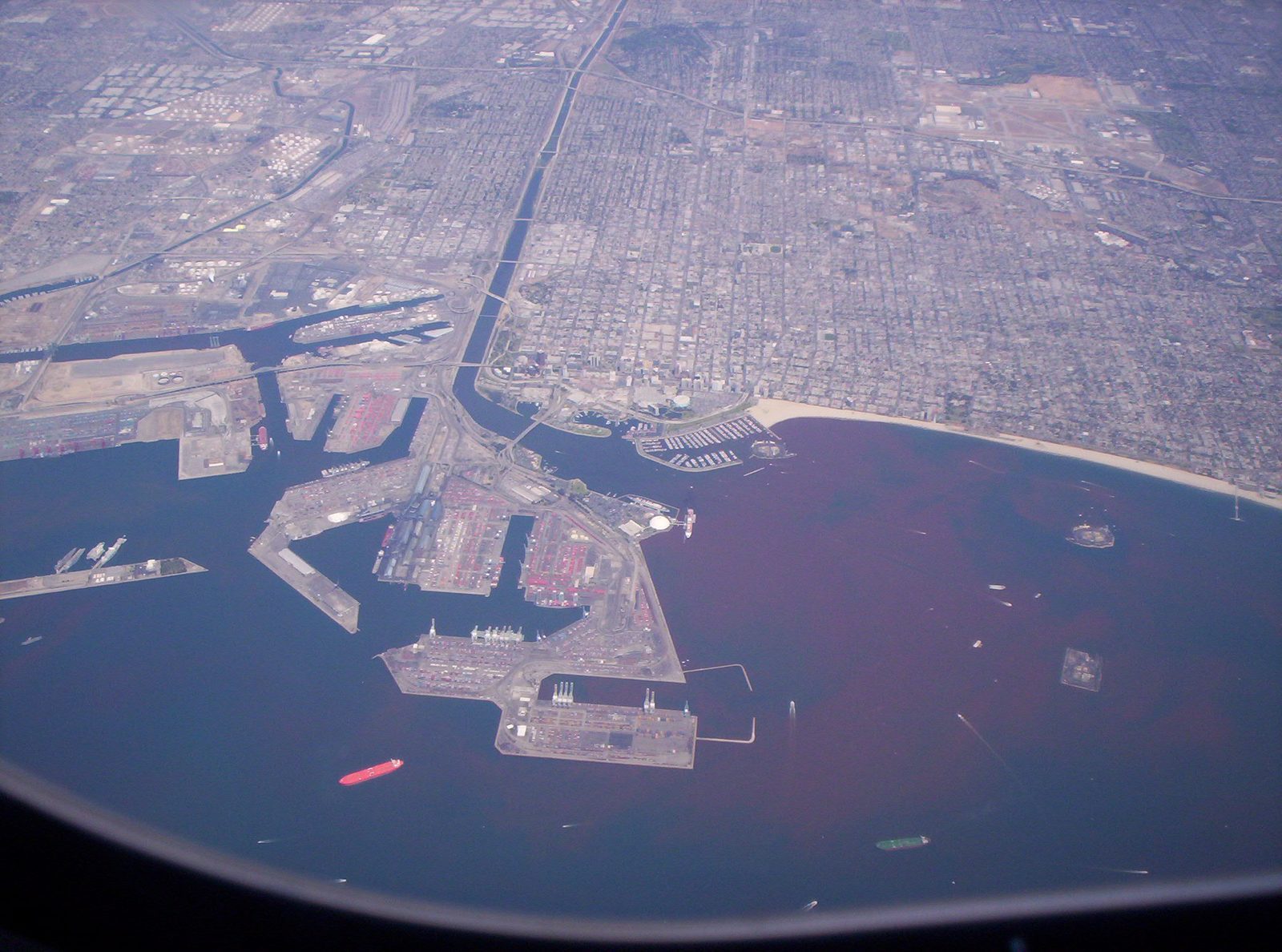Aerial view of the Port of Long Beach, California, one of the busiest US container ports