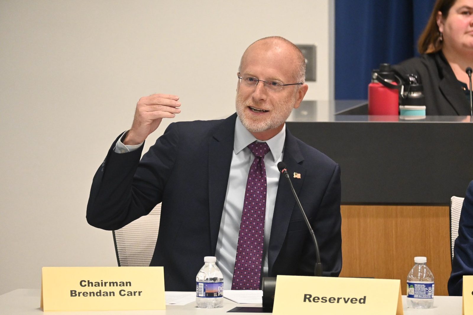 FCC Chairman Brendan Carr speaking at an FCC advisory committee meeting in September 2025.