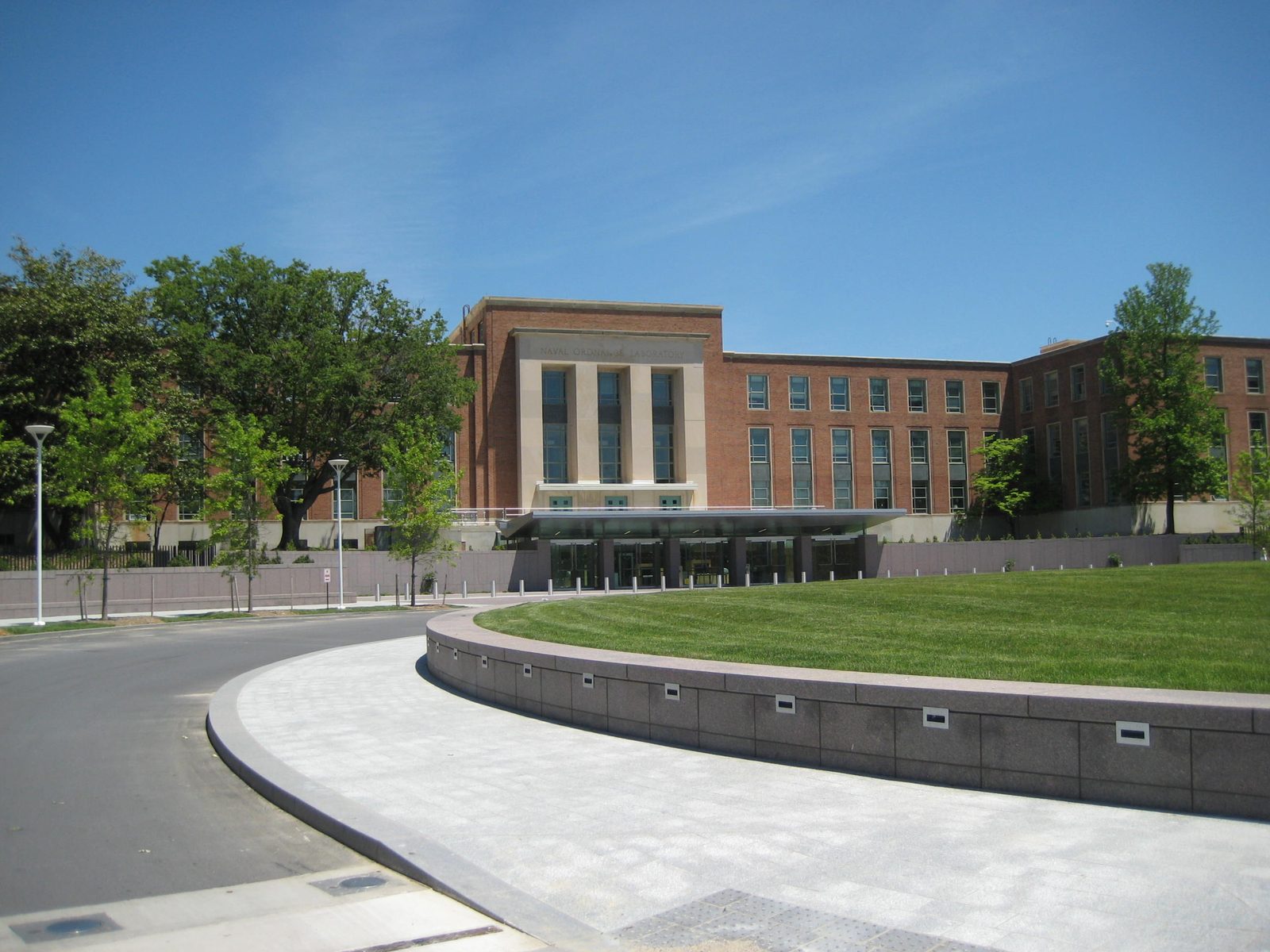 Exterior of FDA Building 1 with circular driveway at the FDA White Oak Campus in Silver Spring, Maryland