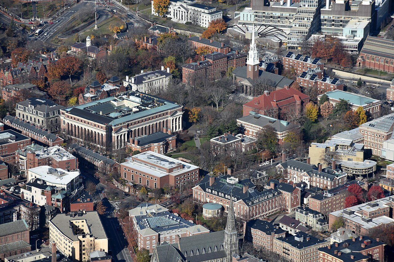 Aerial view of Harvard Yard and campus, Cambridge, Massachusetts