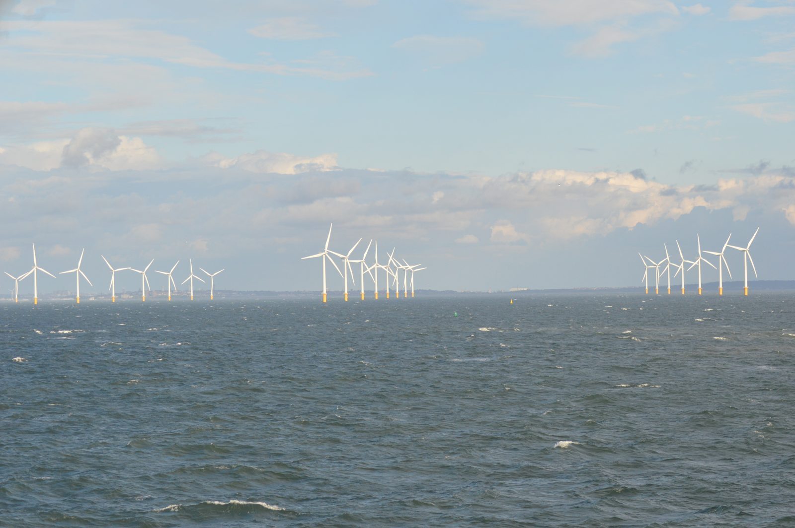 Burbo Bank Offshore Wind Farm in the Irish Sea off the Wirral, UK