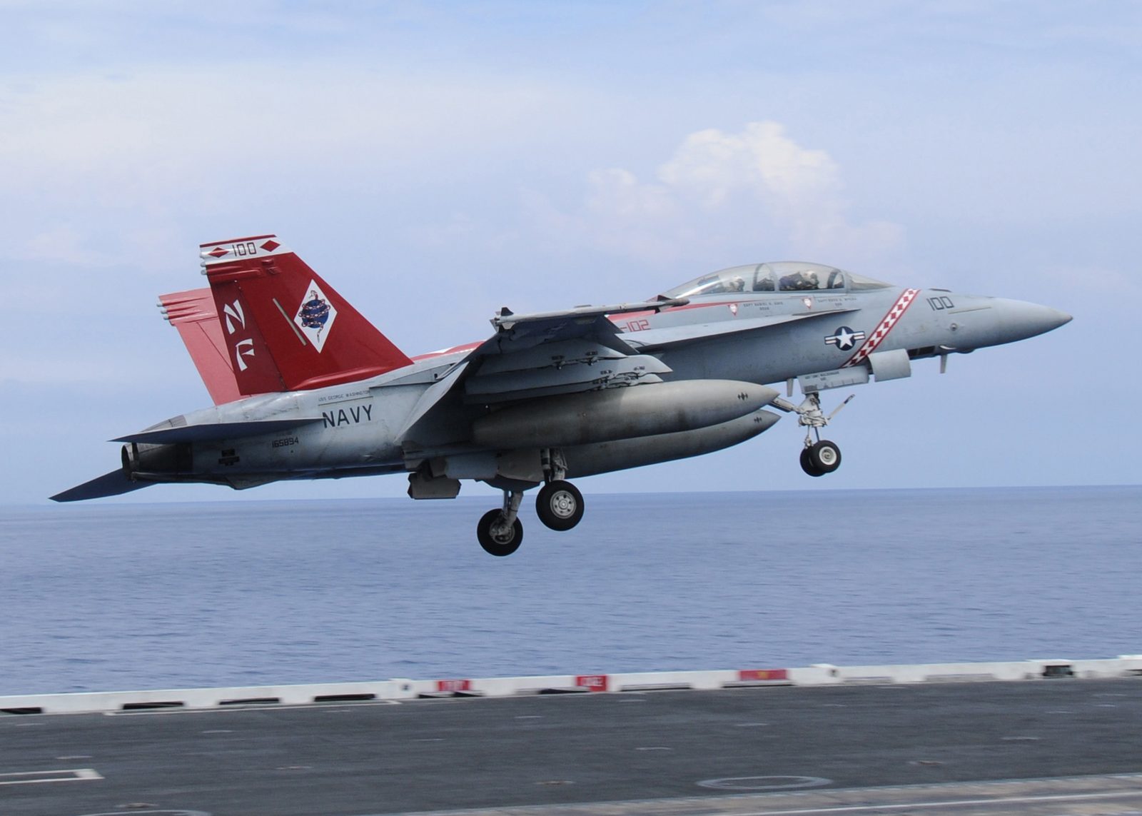 F/A-18F Super Hornet launching from the flight deck of USS George Washington aircraft carrier