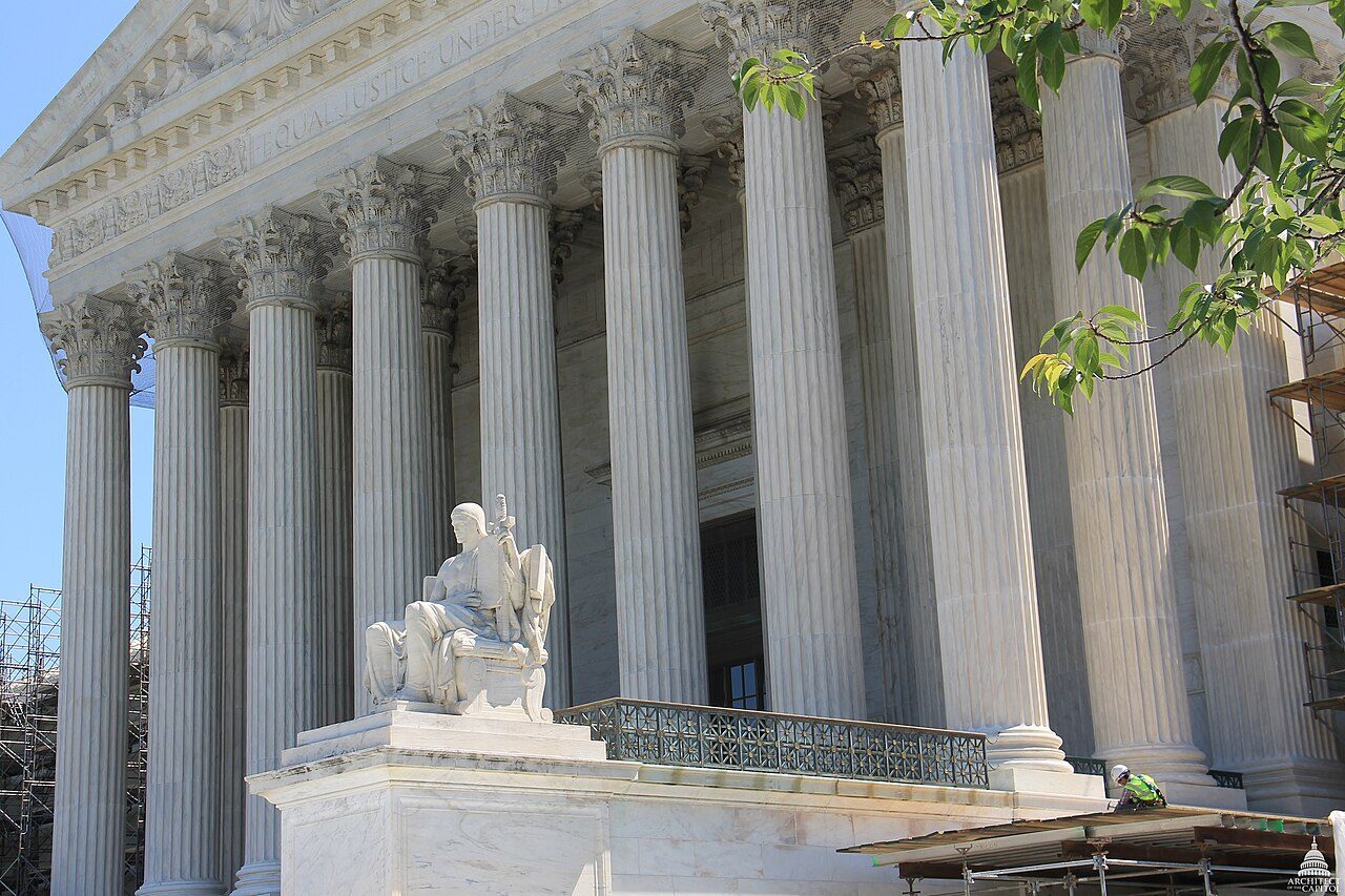 The west facade of the United States Supreme Court building.