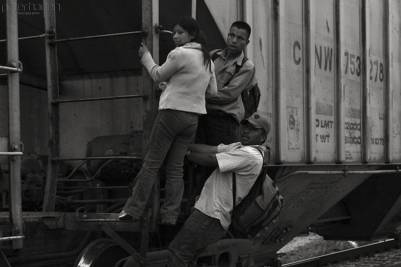 Central American migrants resting in southern Mexico during transit north